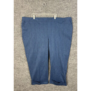 Isaac Mizrahi Live! Pants Womens Plus 4XP Blue Yarn Dye Plaid Knit Jacquard